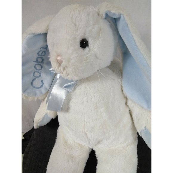 Bearington Collection Personalized Name "Cooper" 17" White/Blue Rabbit plushie - Picture 1 of 12